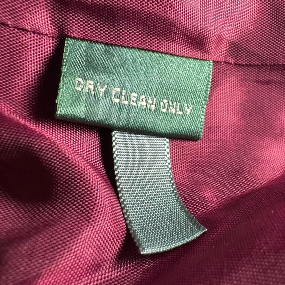 Lauren Ralph Lauren Burgundy Silk Velvet Blouse Sz 10 Button Front Holiday Party - Picture 8 of 11